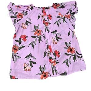 Worthington Floral Purple Blouse - Petite Medium